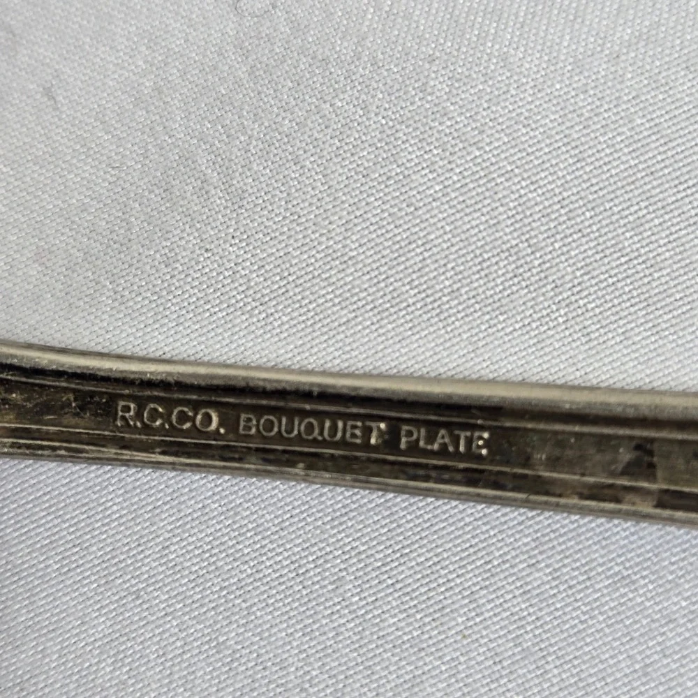 Serving Spoon & Fork, Rogers Nickel Silver Spoon, R.C.C.O Bouquet Plate Fork Vtg